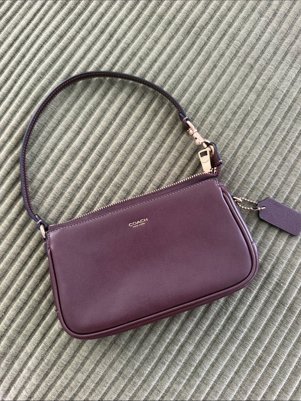 Coach Mini Shoulder Bag in Plum with Gold Hardware